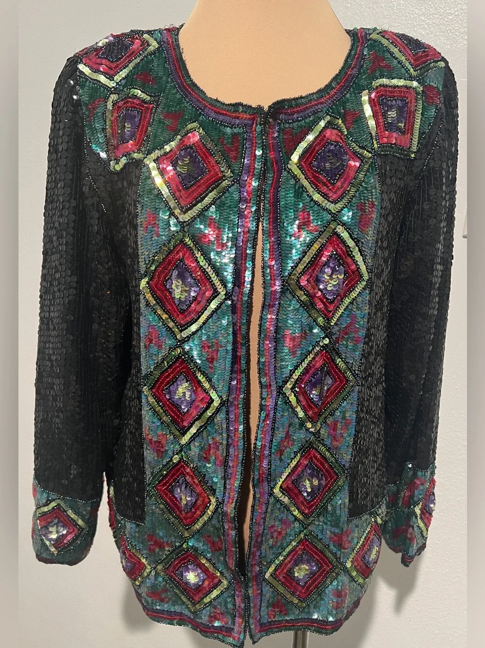 Vintage Sequins Beaded Silk Blazer Suit Jacket